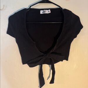 Y2K black cropped tie going out top